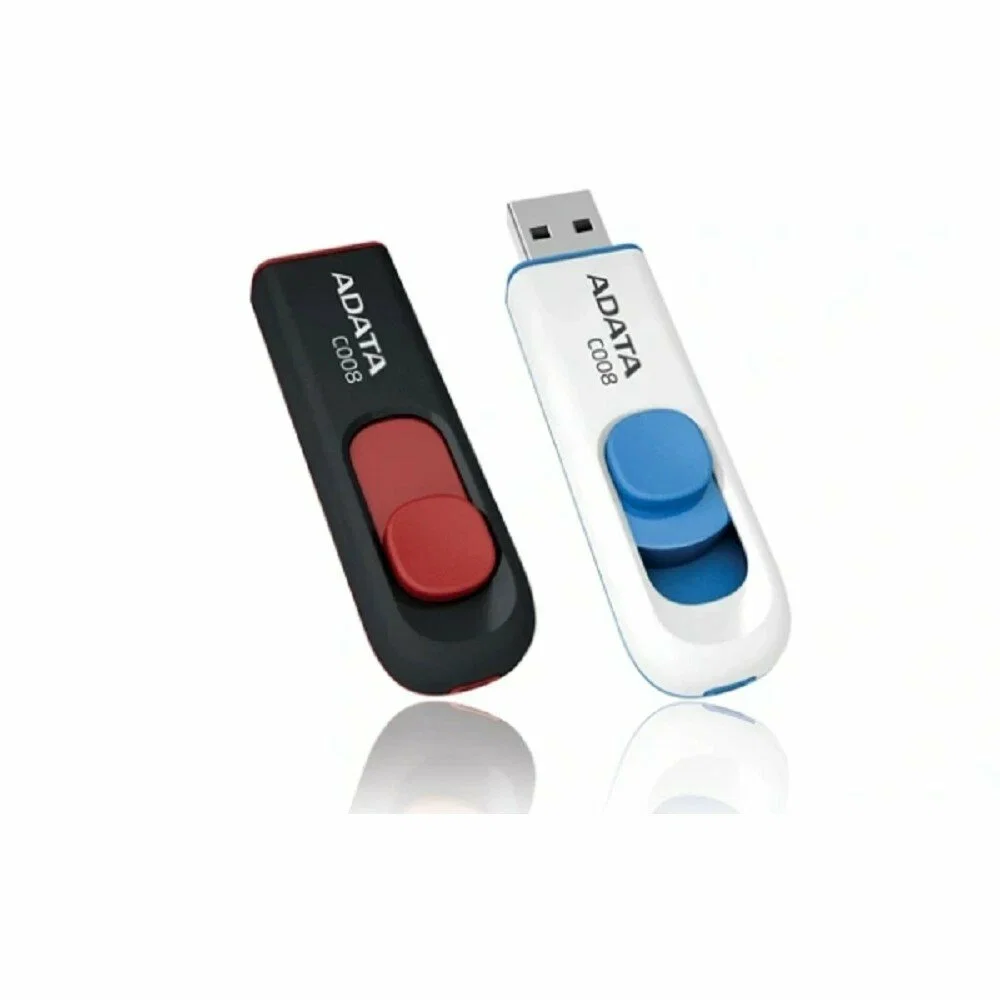 Флешка USB ADATA С008 (AC008-64G-RKD), 64Gb, USB 2.0, R/W 15/5, черный/красный