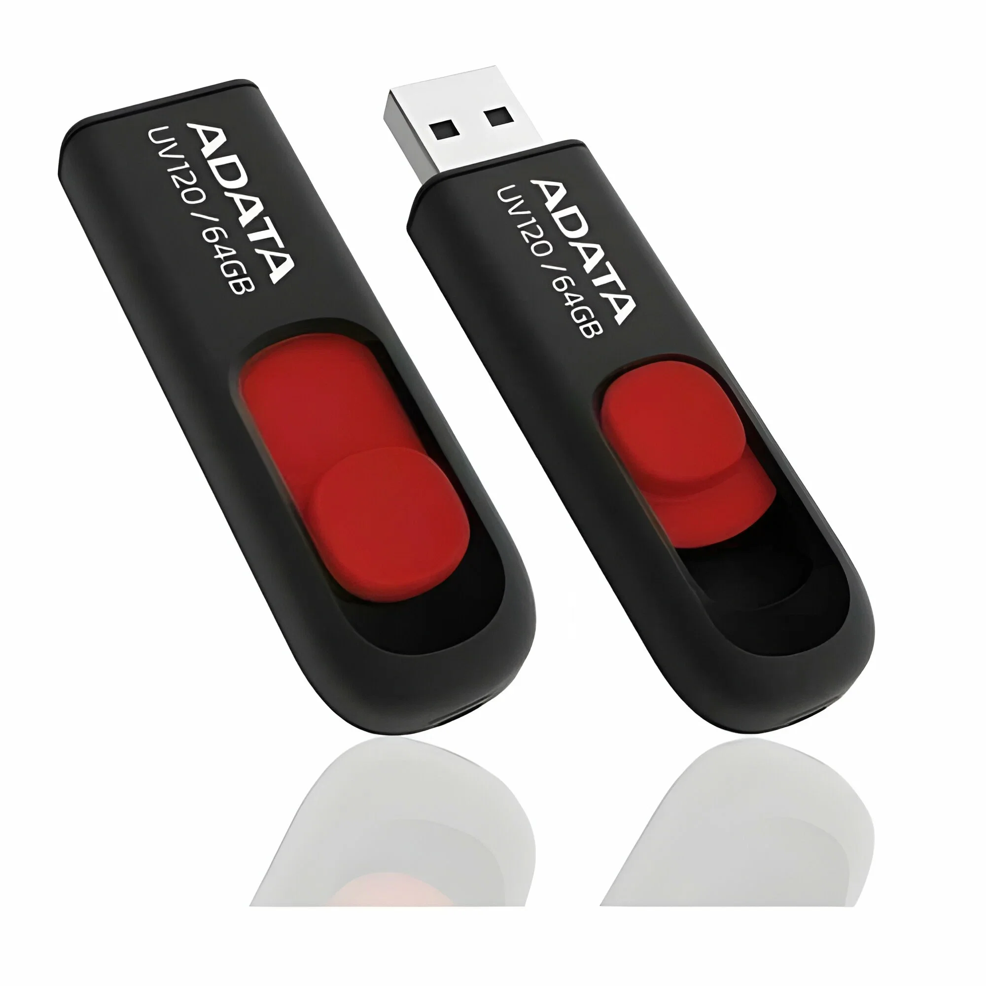Флешка USB ADATA С008 (AC008-64G-RKD), 64Gb, USB 2.0, R/W 15/5, черный/красный