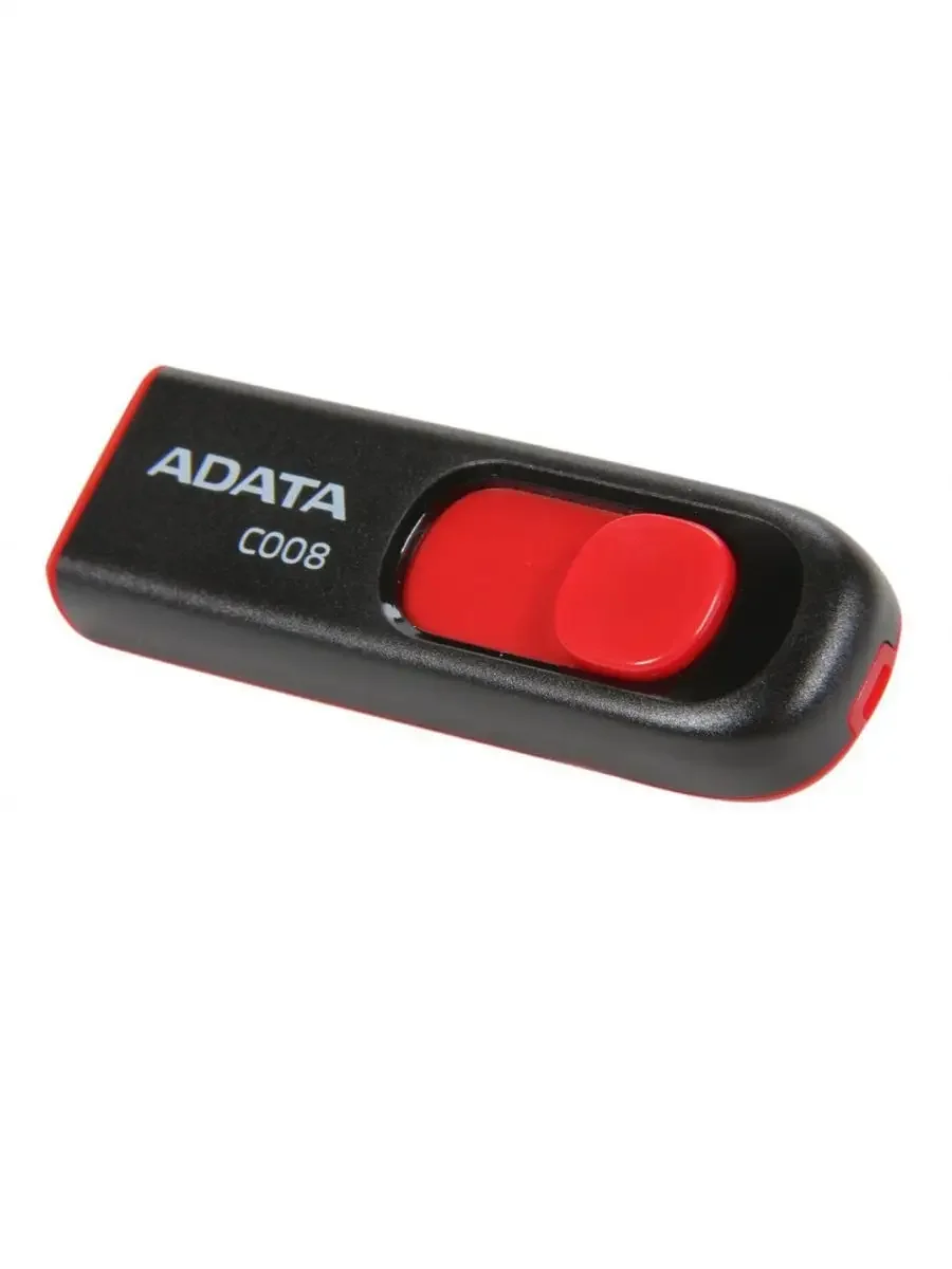 Флешка USB ADATA С008 (AC008-64G-RKD), 64Gb, USB 2.0, R/W 15/5, черный/красный
