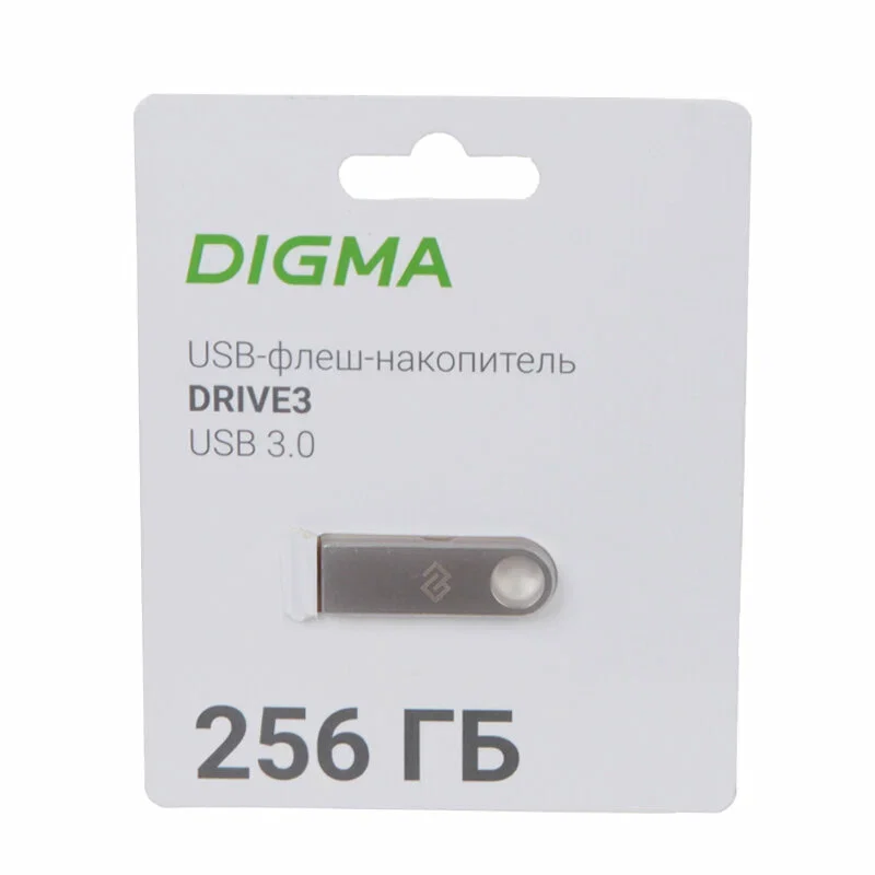 Флешка USB Digma DRIVE3 (DGFUM256A30SR), 256Gb, USB 3.0, R/W 120/50, серебристый