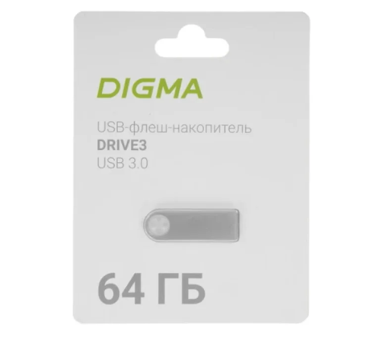 Флешка USB Digma GDRIVE3 (DGFUM064A30SR), 64Gb, USB 3.0, R/W 70/30, серебристый