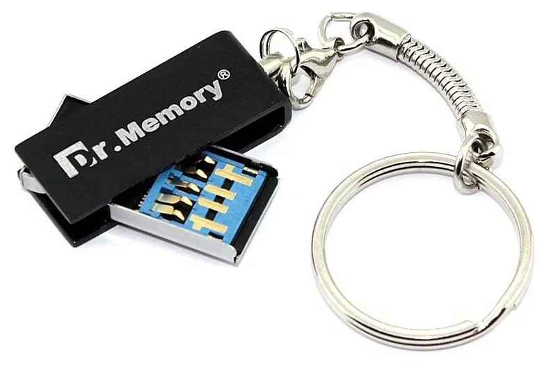 Флешка USB Dr. Memory 005 16Gb, USB 3.0, R/W 25/15, черный/серебристый