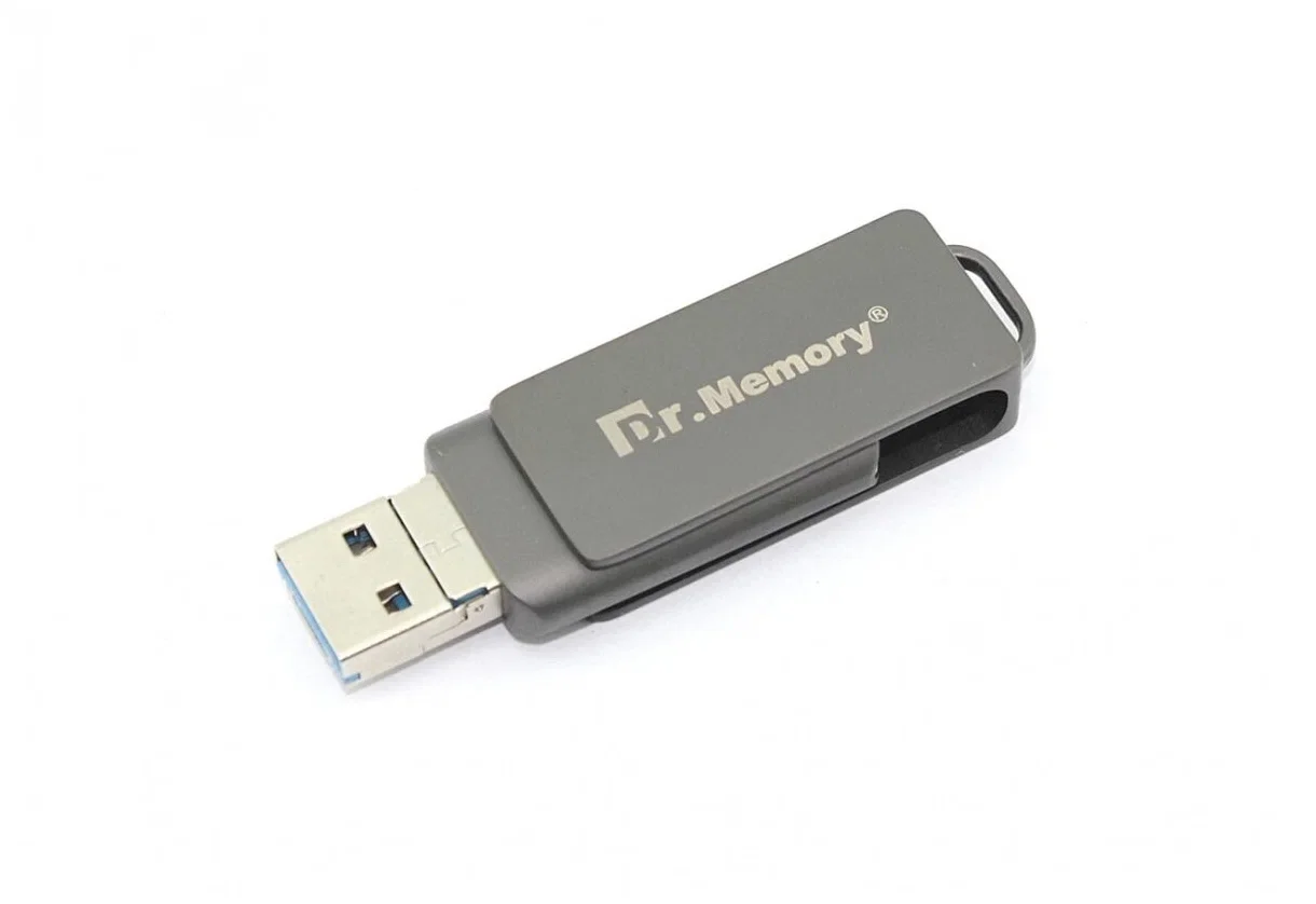 Флешка USB Dr. Memory 051, 64Gb, USB 3.0/USB Type-C, R/W 120/70, серый