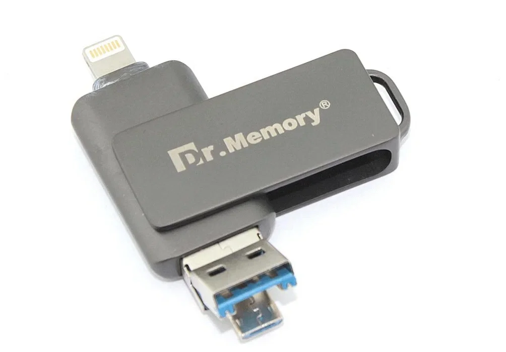 Флешка USB Dr. Memory 051, 64Gb, USB 3.0/USB Type-C, R/W 120/70, серый
