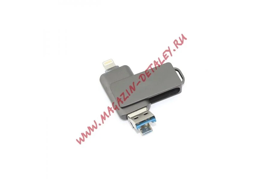 Флешка USB Dr. Memory 051, 64Gb, USB 3.0/USB Type-C, R/W 120/70, серый