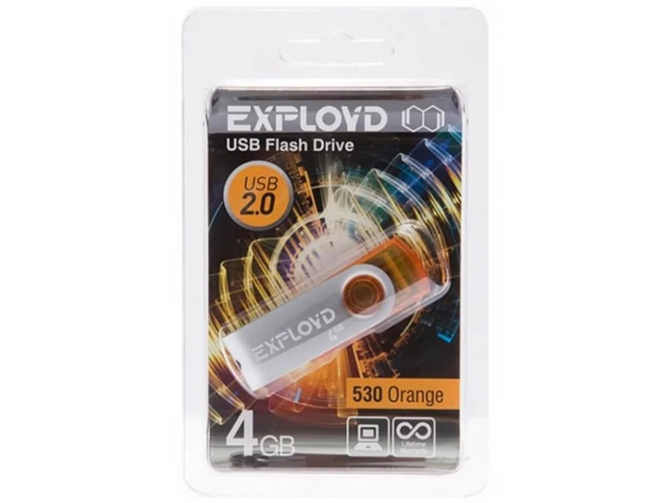 Флешка USB Exployd 530 Orange (EX064Gb530-O), 64Gb, USB 2.0, R/W 20/10, оранжевый