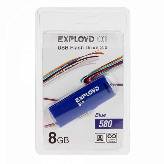 Флешка USB Exployd 580 Blue (EX-32Gb-580-Blue), 32Gb, USB 2.0, R/W 15/8, синий