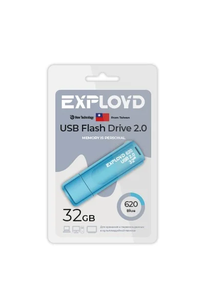 Флешка USB Exployd 620 Blue (EX-32Gb-620-Blue), 32Gb, USB 2.0, R/W 15/8, синий