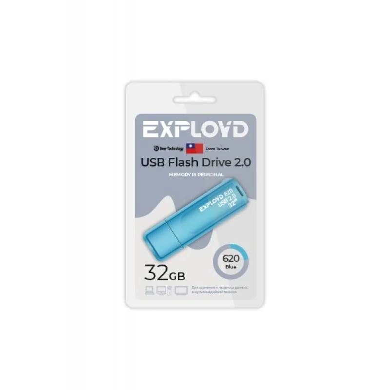 Флешка USB Exployd 620 Blue (EX-32Gb-620-Blue), 32Gb, USB 2.0, R/W 15/8, синий