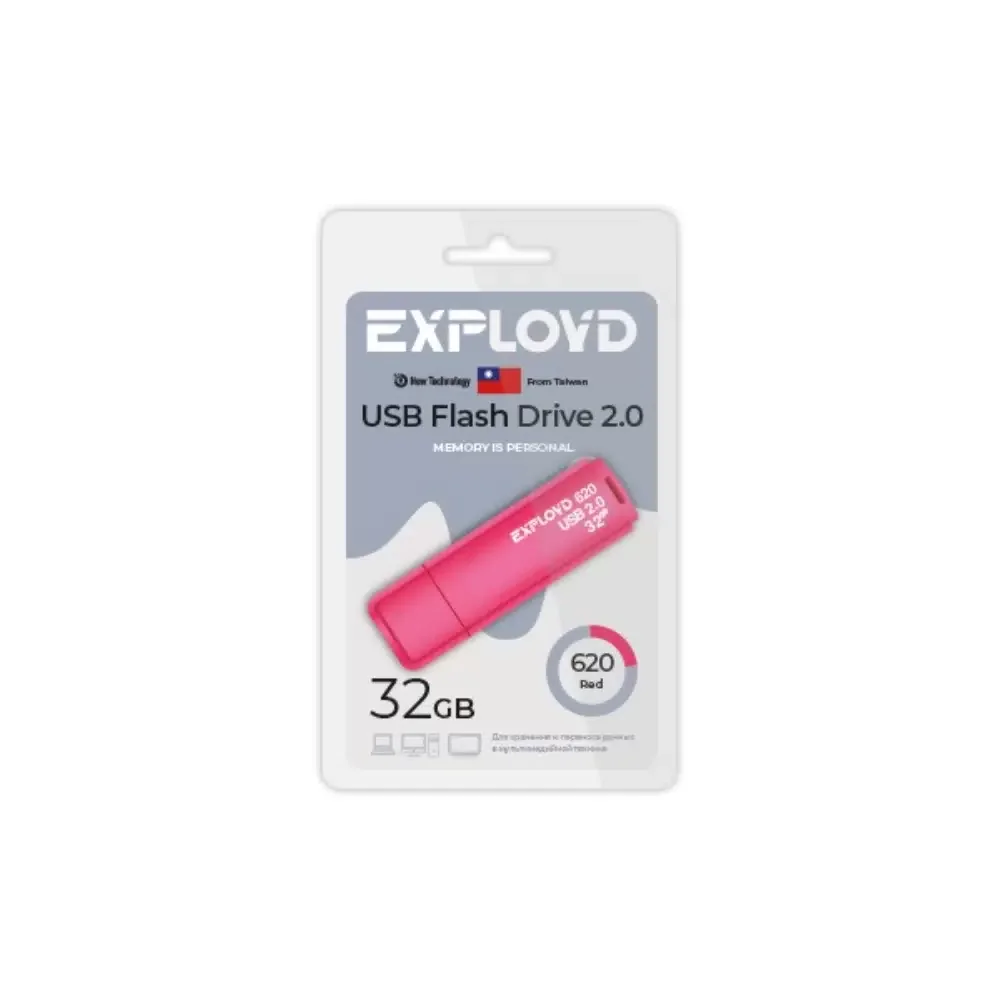 Флешка USB Exployd 620 Red (EX-32Gb-620-Red), 32Gb, USB 2.0, R/W 15/8, красный