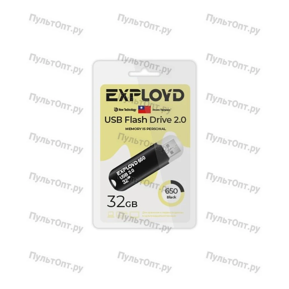 Флешка USB Exployd 650 Black (EX-32Gb-650-Black), 32Gb, USB 2.0, R/W 15/8, черный