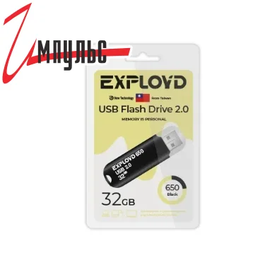 Флешка USB Exployd 650 Black (EX-32Gb-650-Black), 32Gb, USB 2.0, R/W 15/8, черный