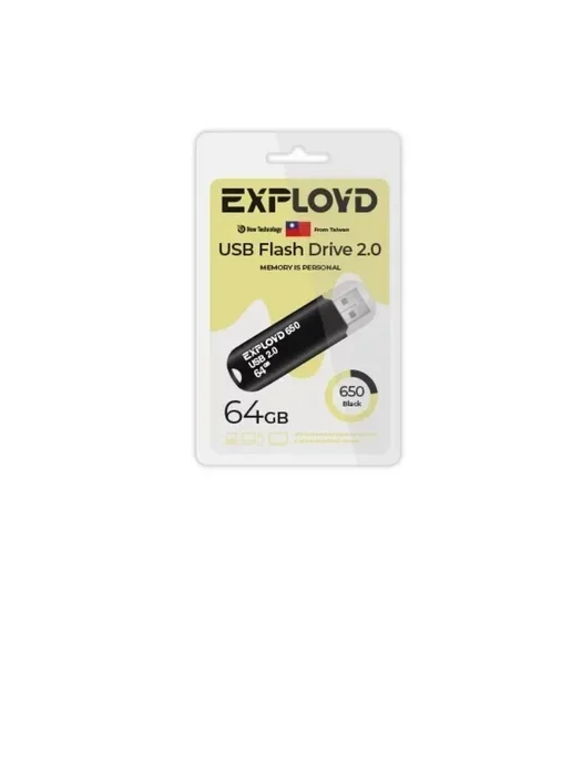 Флешка USB Exployd 650 Black (EX-64Gb-650-Black), 64Gb, USB 2.0, R/W 15/8, черный