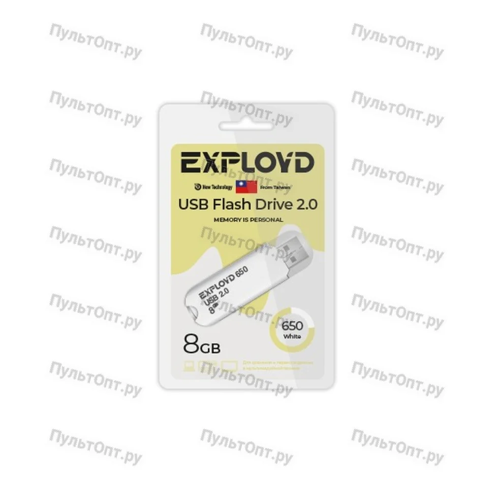 Флешка USB Exployd 650 White (EX-32Gb-650-White), 32Gb, USB 2.0, R/W 15/8, белый