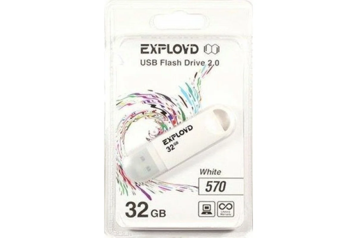 Флешка USB Exployd 650 White (EX-32Gb-650-White), 32Gb, USB 2.0, R/W 15/8, белый