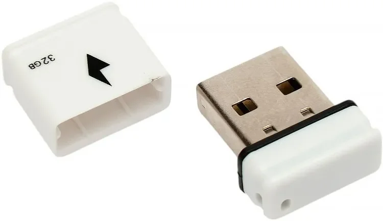 Флешка USB Gembird GFL-2.0-32mini, 32Gb, USB 2.0, R/W 30/15, белый