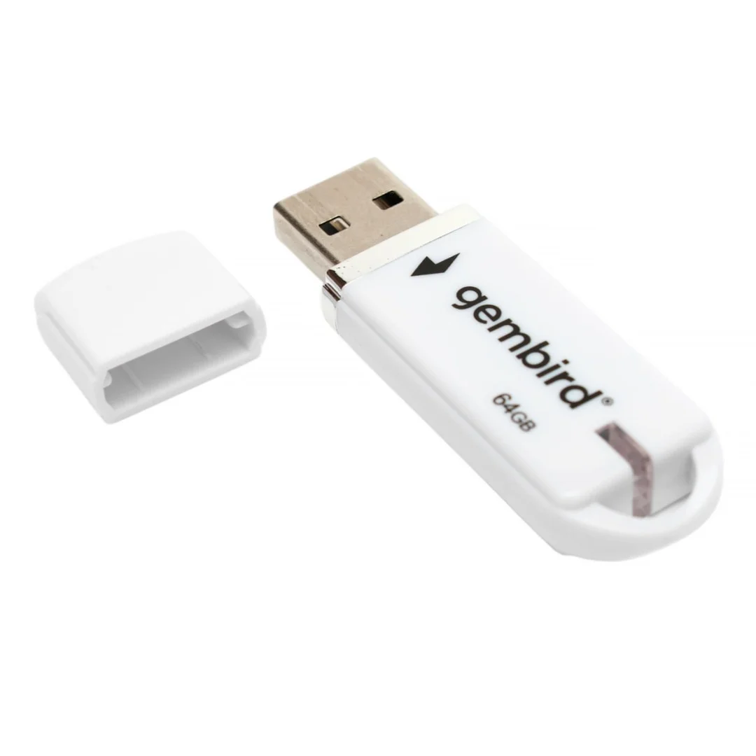 Флешка USB Gembird GFL-2.0-64mini, 64Gb, USB 2.0, R/W 30/15, белый