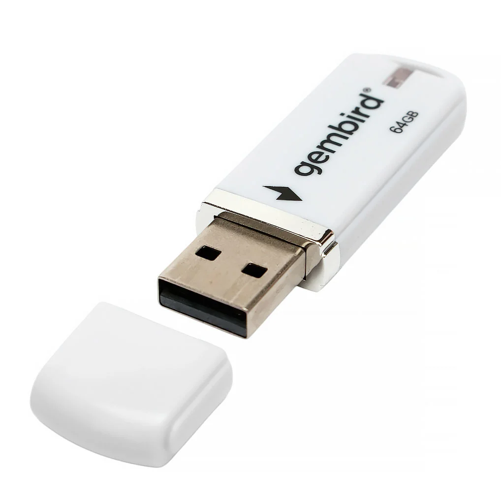 Флешка USB Gembird GFL-2.0-64mini, 64Gb, USB 2.0, R/W 30/15, белый