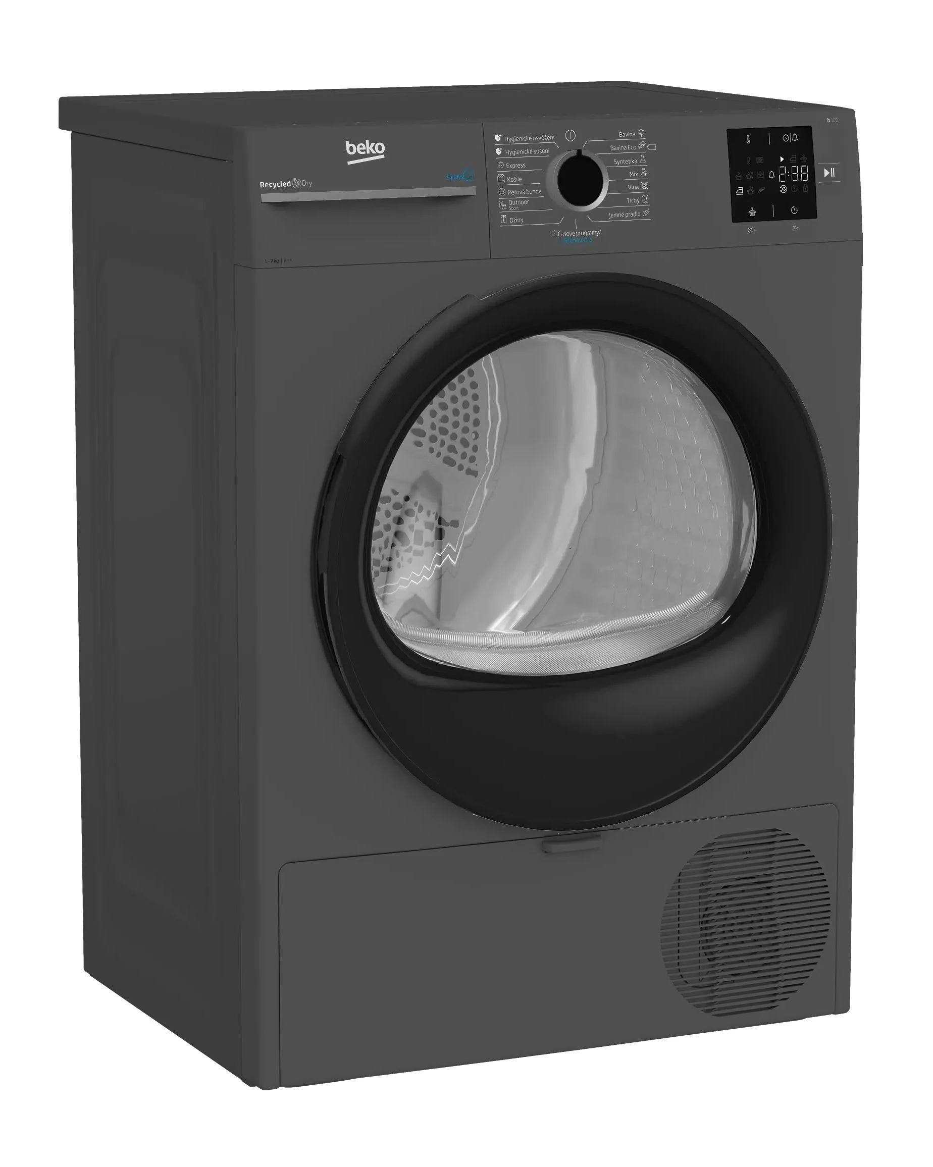 Сушильная машина Beko BM3T37220A черный, 7 кг, сушка - тепловой насос, программ - 15, 59.8 x 84.6 x 54.5 см