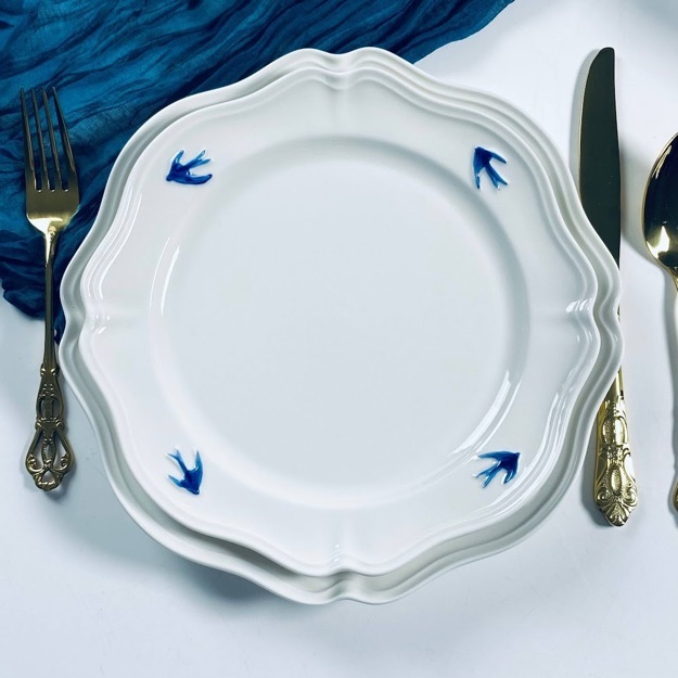 Набор из 6 тарелок 24см ЛАСТОЧКИ в под.уп.(х5)Фарфор
