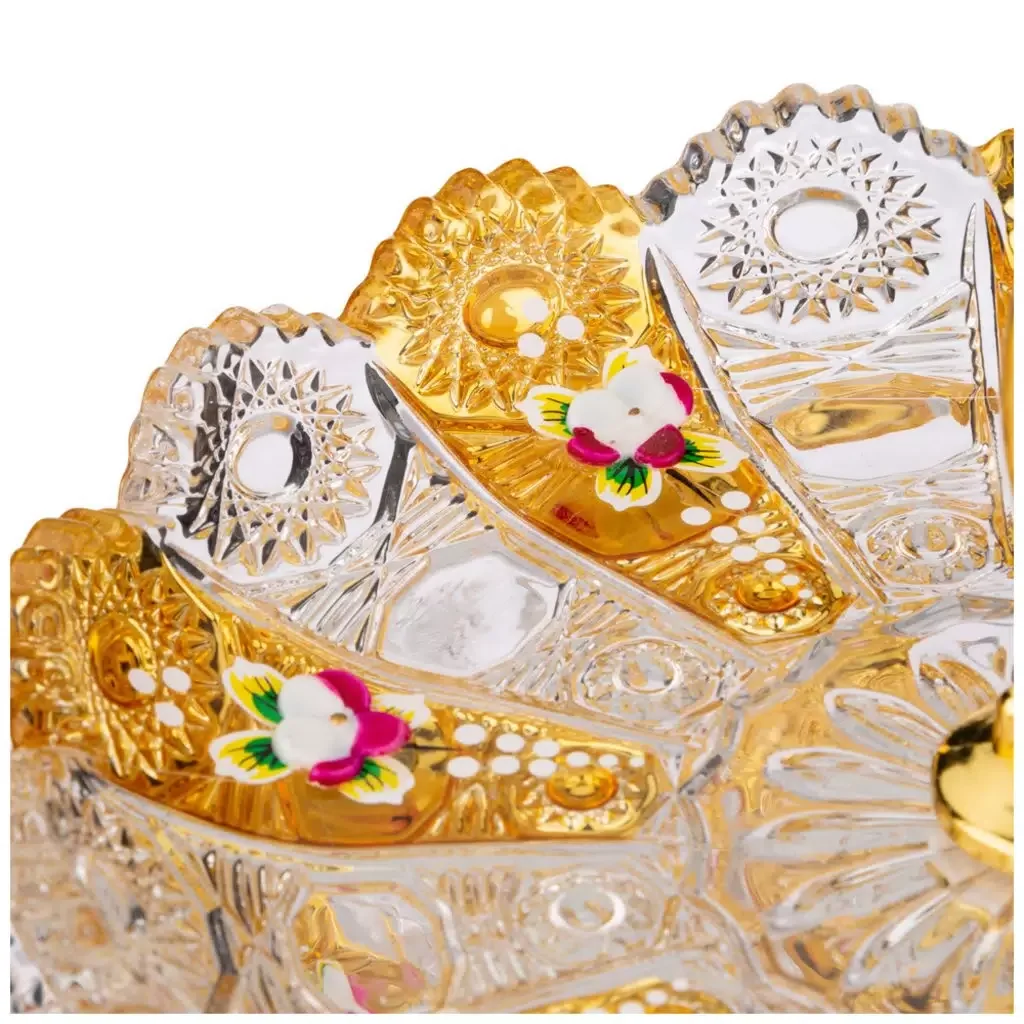 ФРУКТОВНИЦА 2-Х ЯРУСНАЯ "LEFARD GOLD GLASS" ДИАМЕТР=17/30 СМ. ВЫСОТА=28,5 СМ. (КОР=6ШТ.)