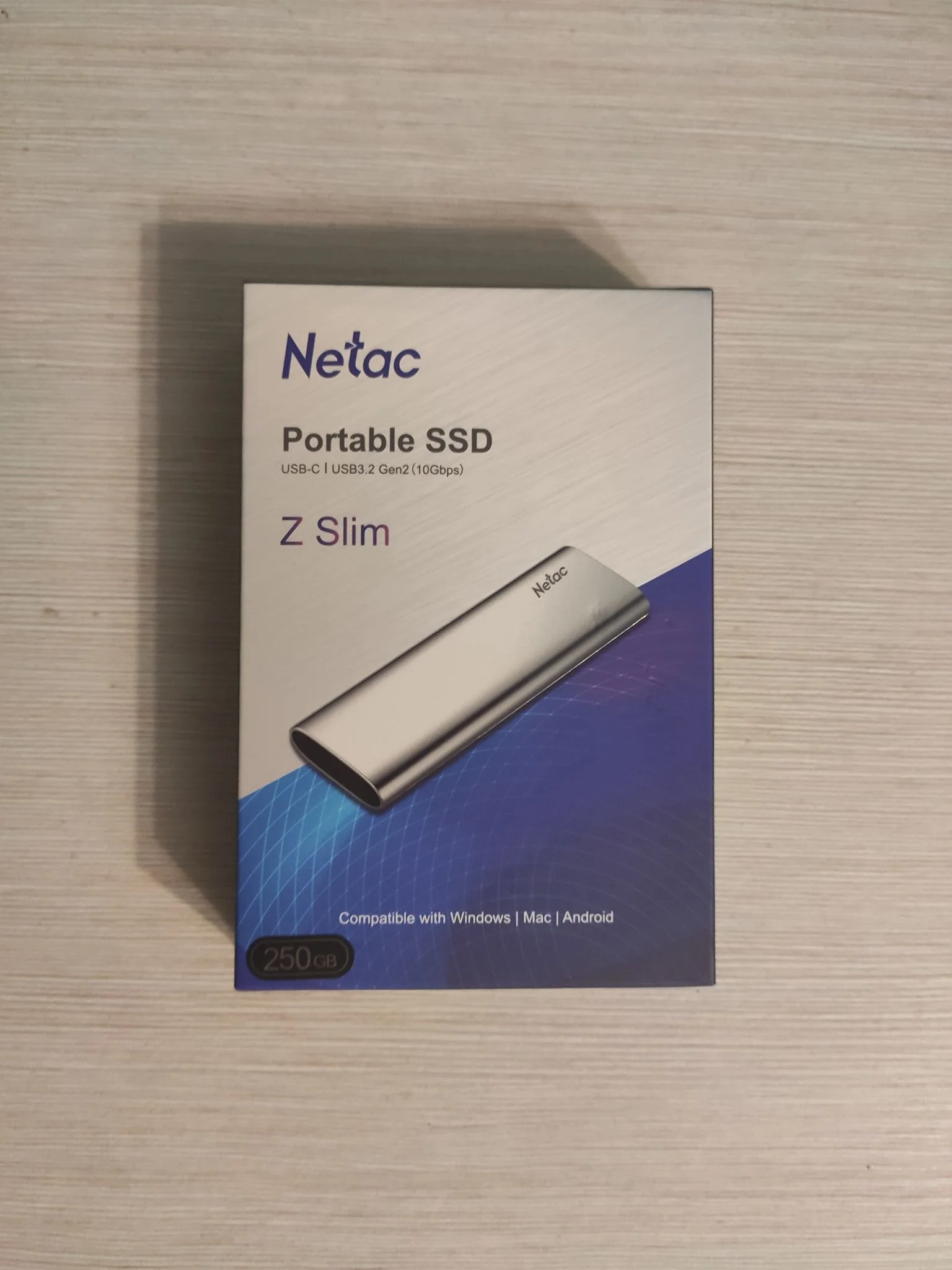 Внешний SSD Netac Z6S 240Gb USB 3.2 Gen 2 Type-C External SSD, R/W up to 550MB/480Mb/s,with USB-C to USB-A cable and USB-A to USB-C adapter