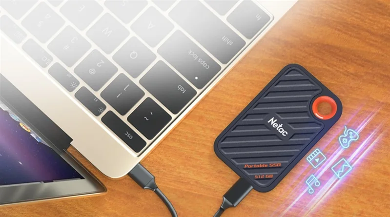 Внешний SSD Netac ZX20L, 2TB, USB 3.2 Gen 2 Type-C, R/W 2000/1800, черный/красный