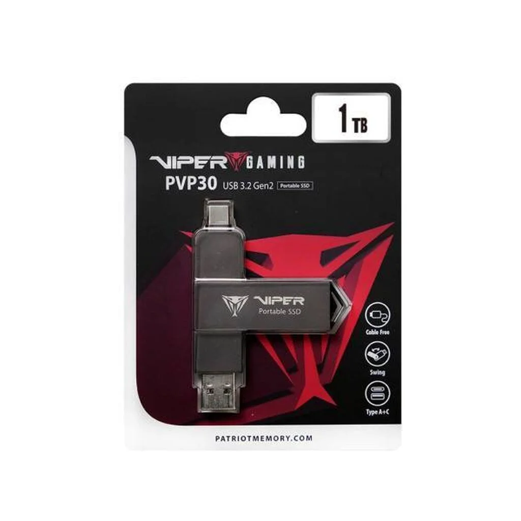 Внешний SSD Patriot Viper PVP30 USB-C 1Tb 2.5" USB-A черный