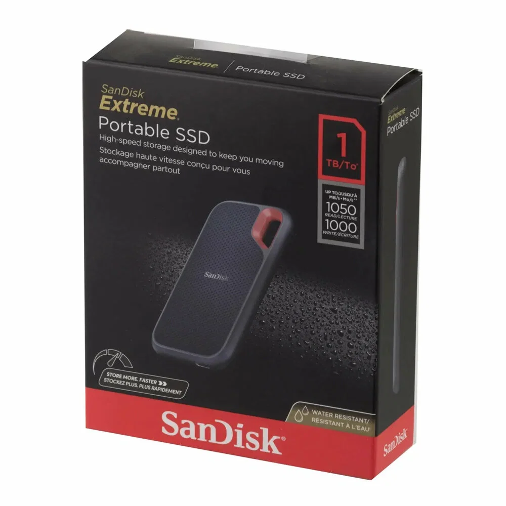 Внешний SSD SanDisk Extreme, 1TB, USB 3.2 Gen 2 Type-C, R/W 1050/1000, серый