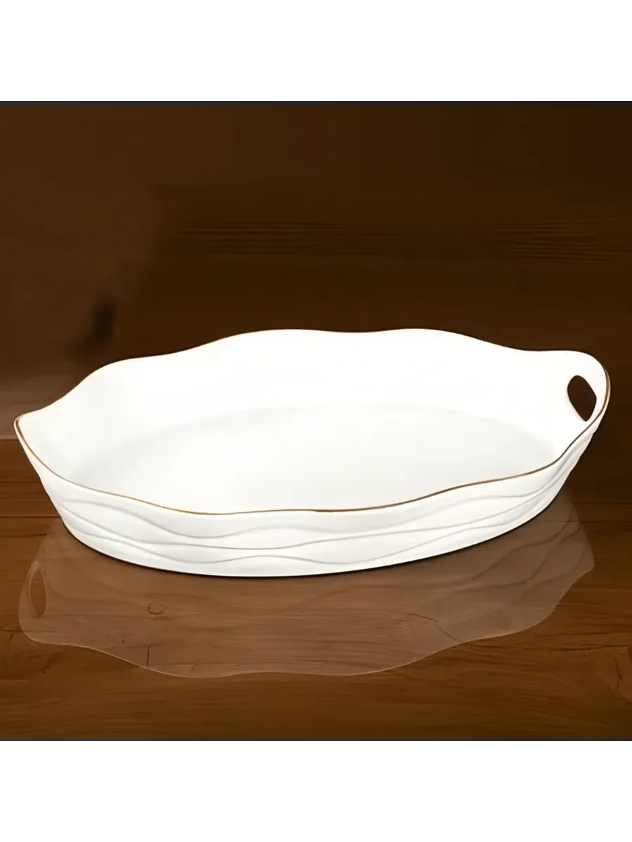 137-L Блюдо овальное глубокое с ручками  38×24см фарфор ( Lemoges)1к/8шт
