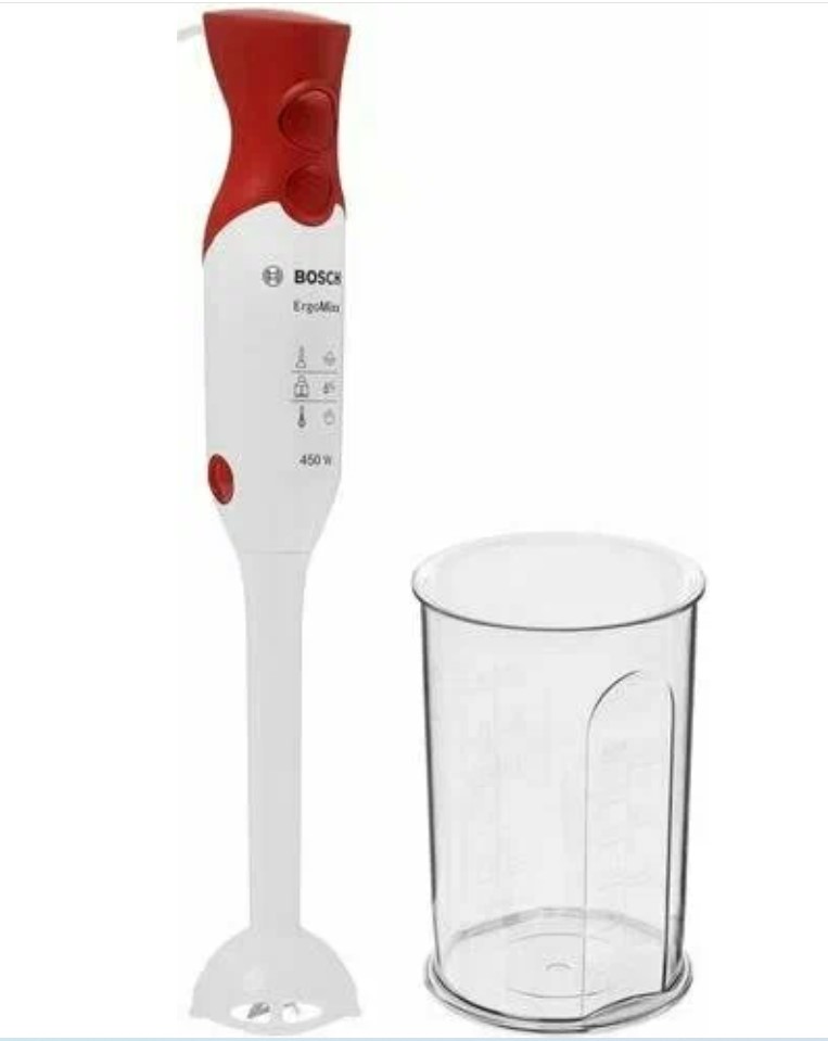 Блендер погружной Bosch MSM64010, 450 Вт, 2 скорости, стакан 0,6 л. с турборежимом