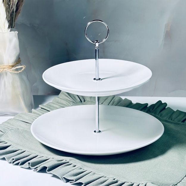 Двухъярусная этажерка BIANCO 25,5х25 см в под.уп.(х8)Фарфор