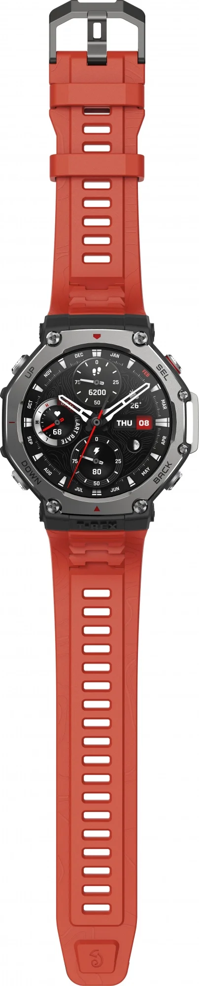 Умные часы Amazfit T-Rex 3 A2323 48.5мм 1.5" AMOLED корп.темно-серый рем.красный разм.брасл.:145-210мм (1746757)