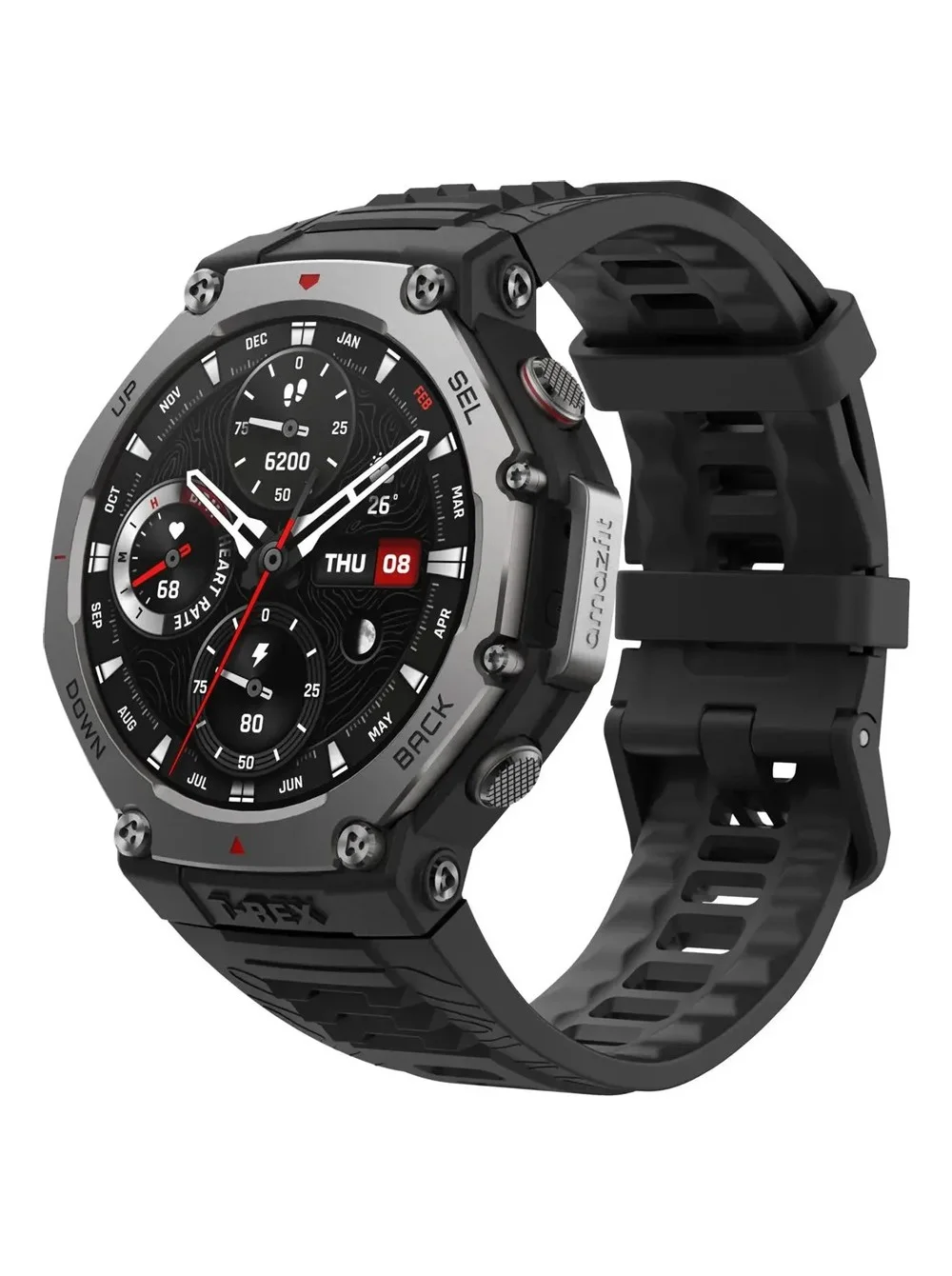 Умные часы Amazfit T-Rex 3 A2323 48.5мм 1.5" AMOLED корп.темно-серый рем.красный разм.брасл.:145-210мм (1746757)