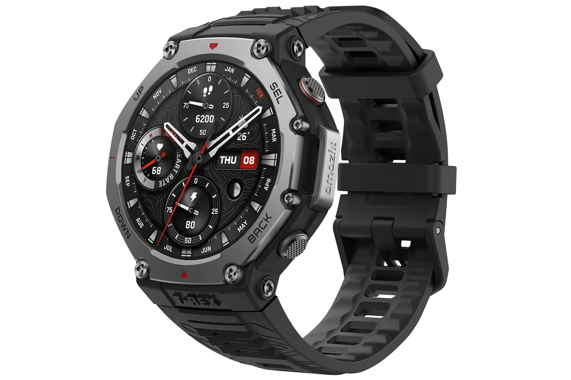 Умные часы Amazfit T-Rex 3 A2323 48.5мм 1.5" AMOLED корп.темно-серый рем.темно-серый разм.брасл.:145-210мм (1746721)