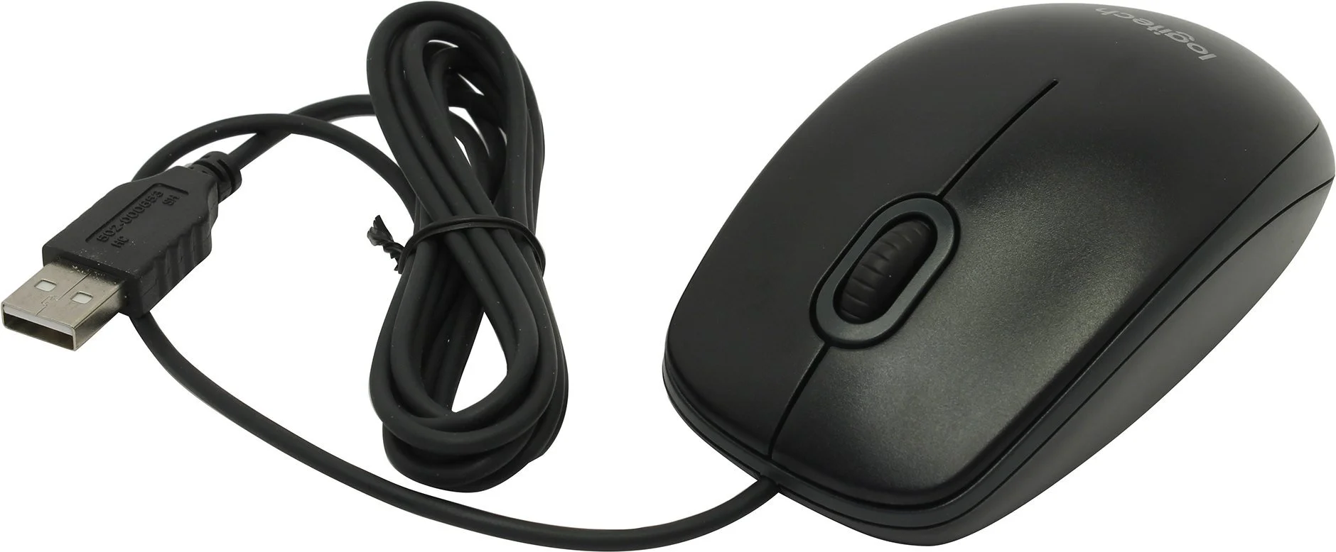 Мышь проводная Logitech B100 черный, 1000 dpi, USB, кнопки - 3