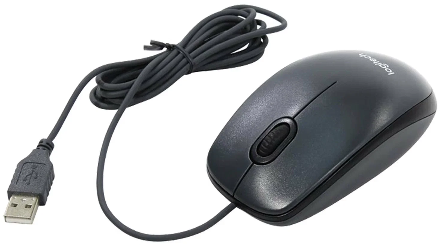 Мышь проводная Logitech M100/100R DARK/GREY (темно-серая/черная), 1000 dpi, USB, кнопки - 3