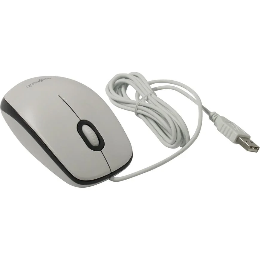 Мышь проводная Logitech M100R белый, 1000 dpi, USB, кнопки - 3