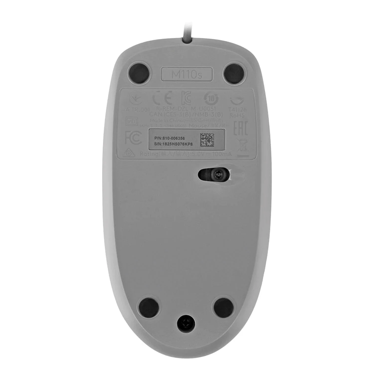 Мышь проводная Logitech M110 серый, 1000 dpi, USB, кнопки - 3