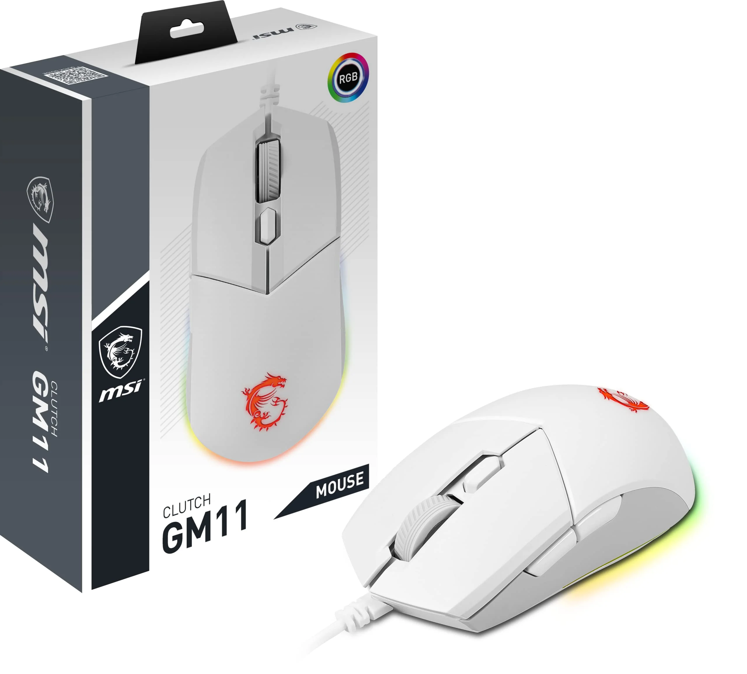 Мышь проводная MSI Clutch GM11 белый, 5000 dpi, USB, кнопки - 6