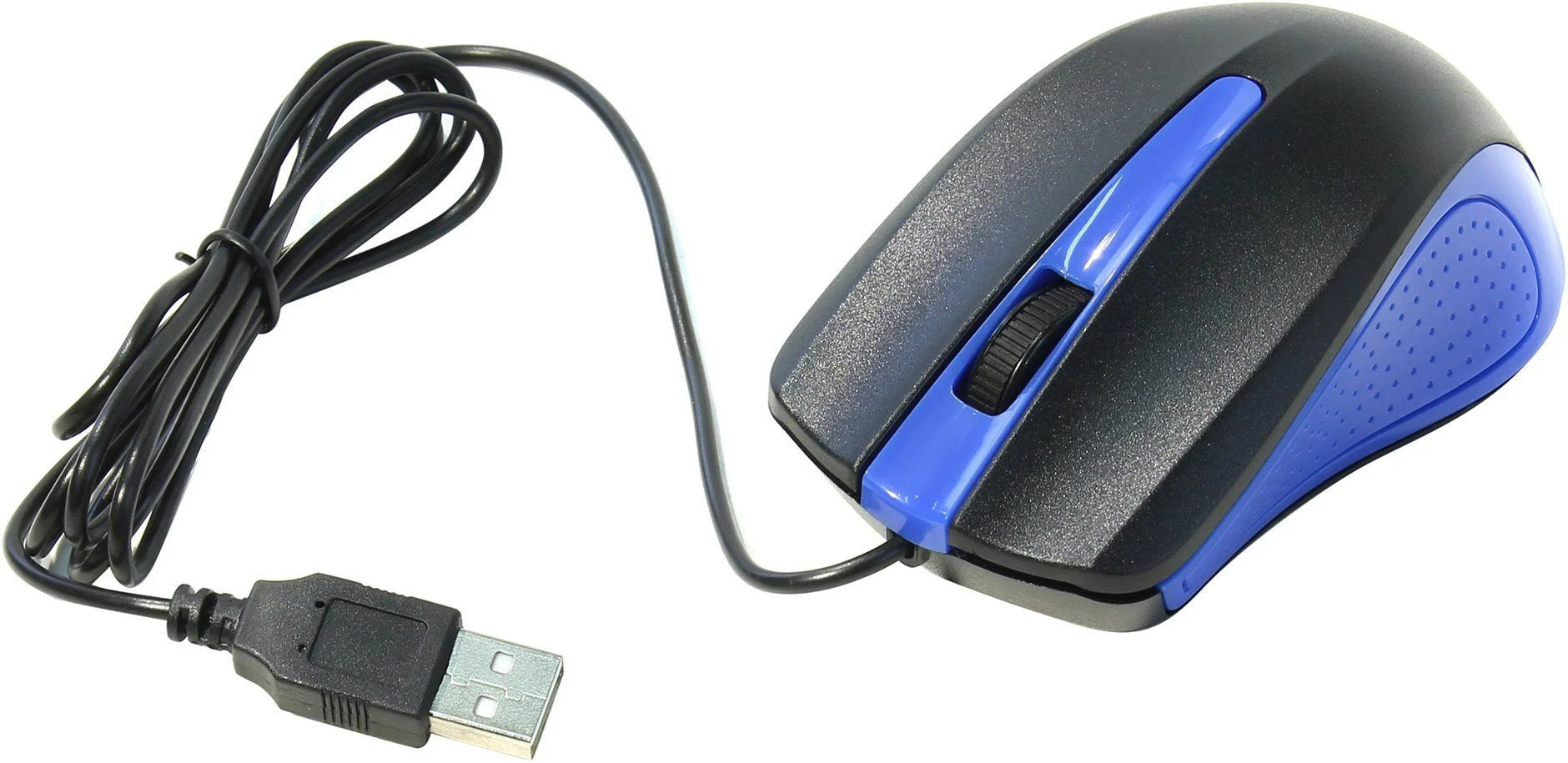 Мышь проводная Oklick 225M черный/синий, 1200 dpi, USB, кнопки - 3