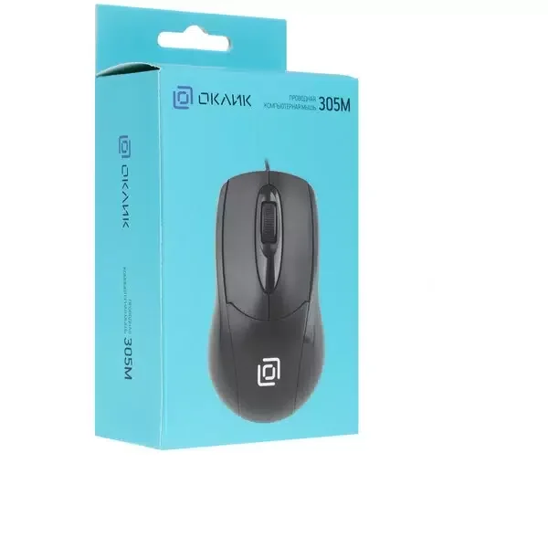 Мышь проводная Oklick 305M черный, 1000 dpi, USB, кнопки - 3