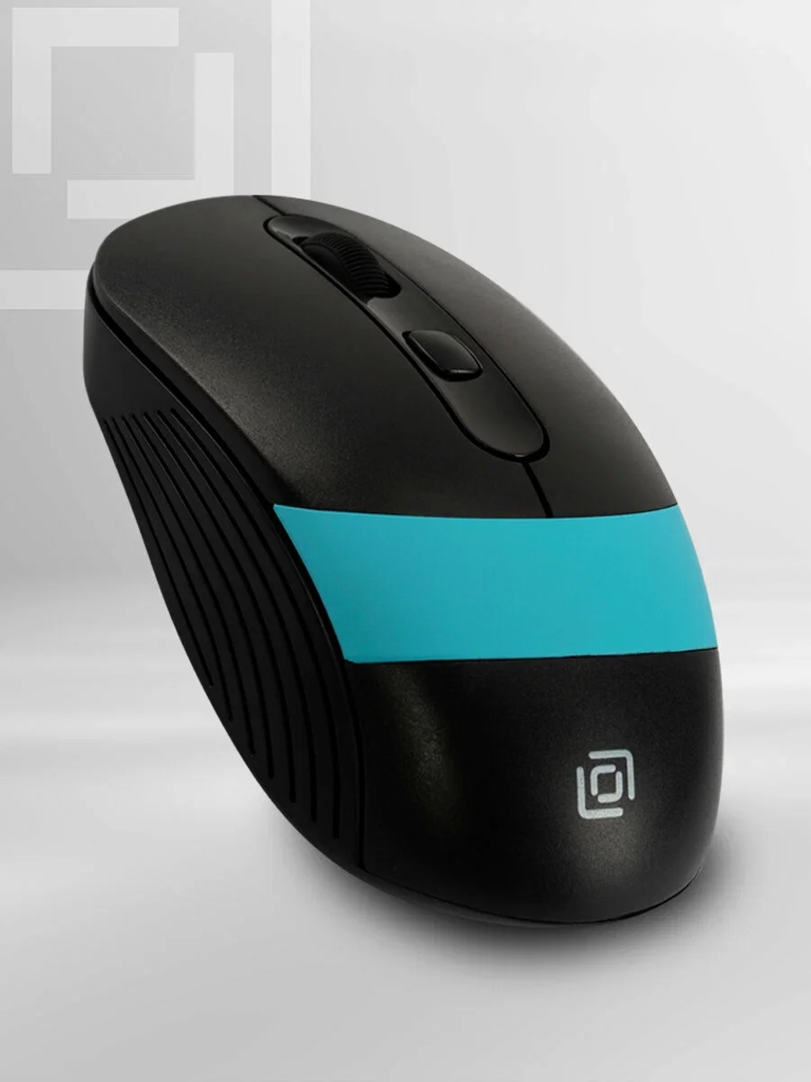 Мышь проводная Oklick 310M черный/синий, 2400 dpi, USB, кнопки - 4