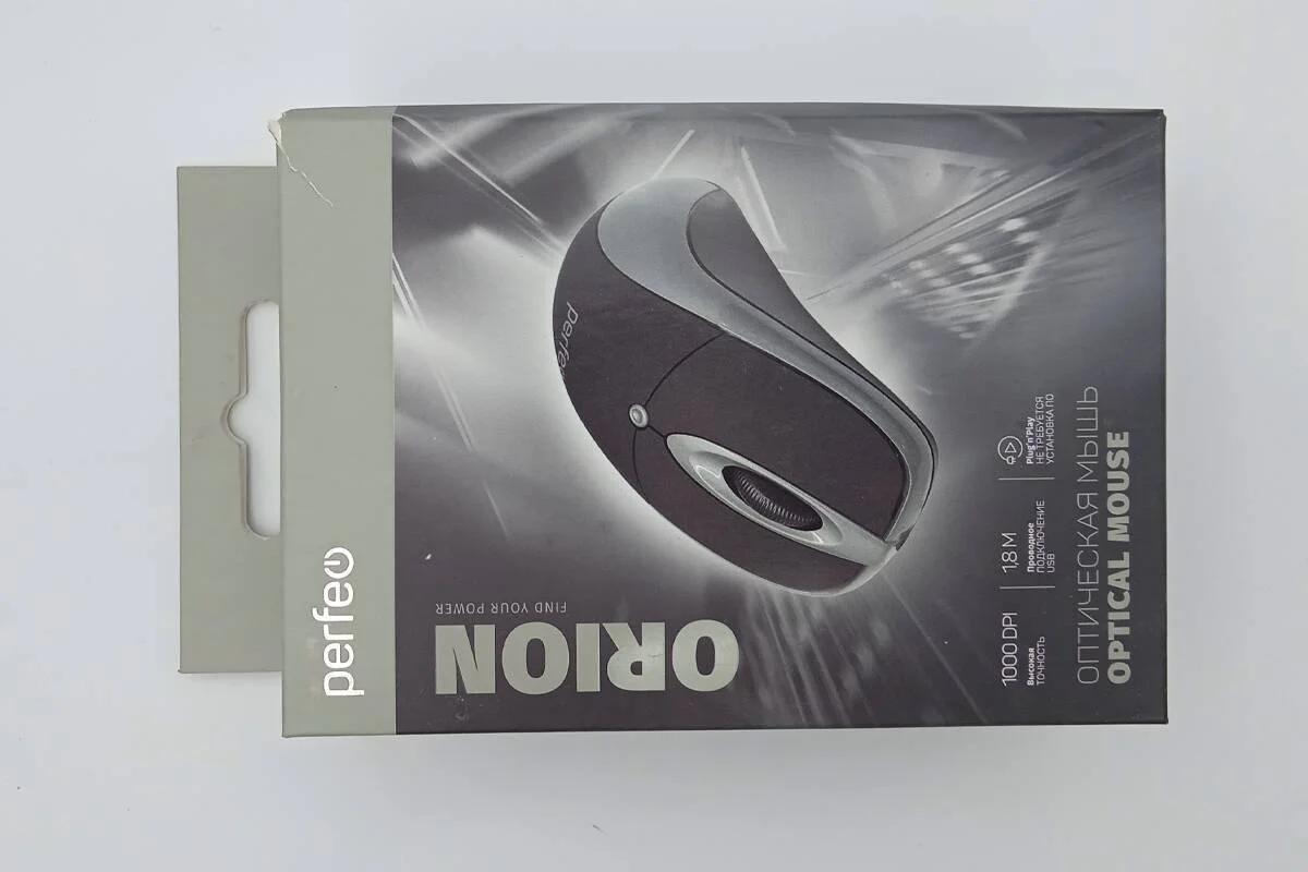 Мышь проводная Perfeo ORION черный/серый, 1000 dpi, USB, кнопки - 3