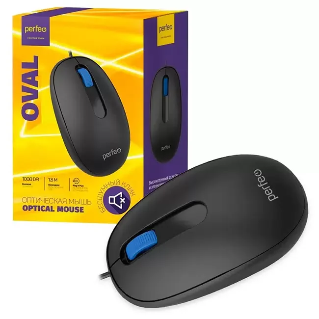 Мышь проводная PERFEO PF_B3416 "OVAL" черный