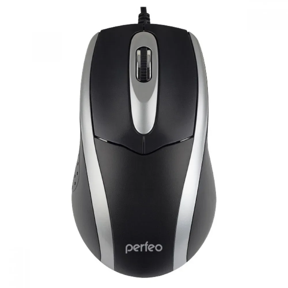 Мышь проводная Perfeo TOUR черный/серебристый, 1000 dpi, USB, кнопки - 3