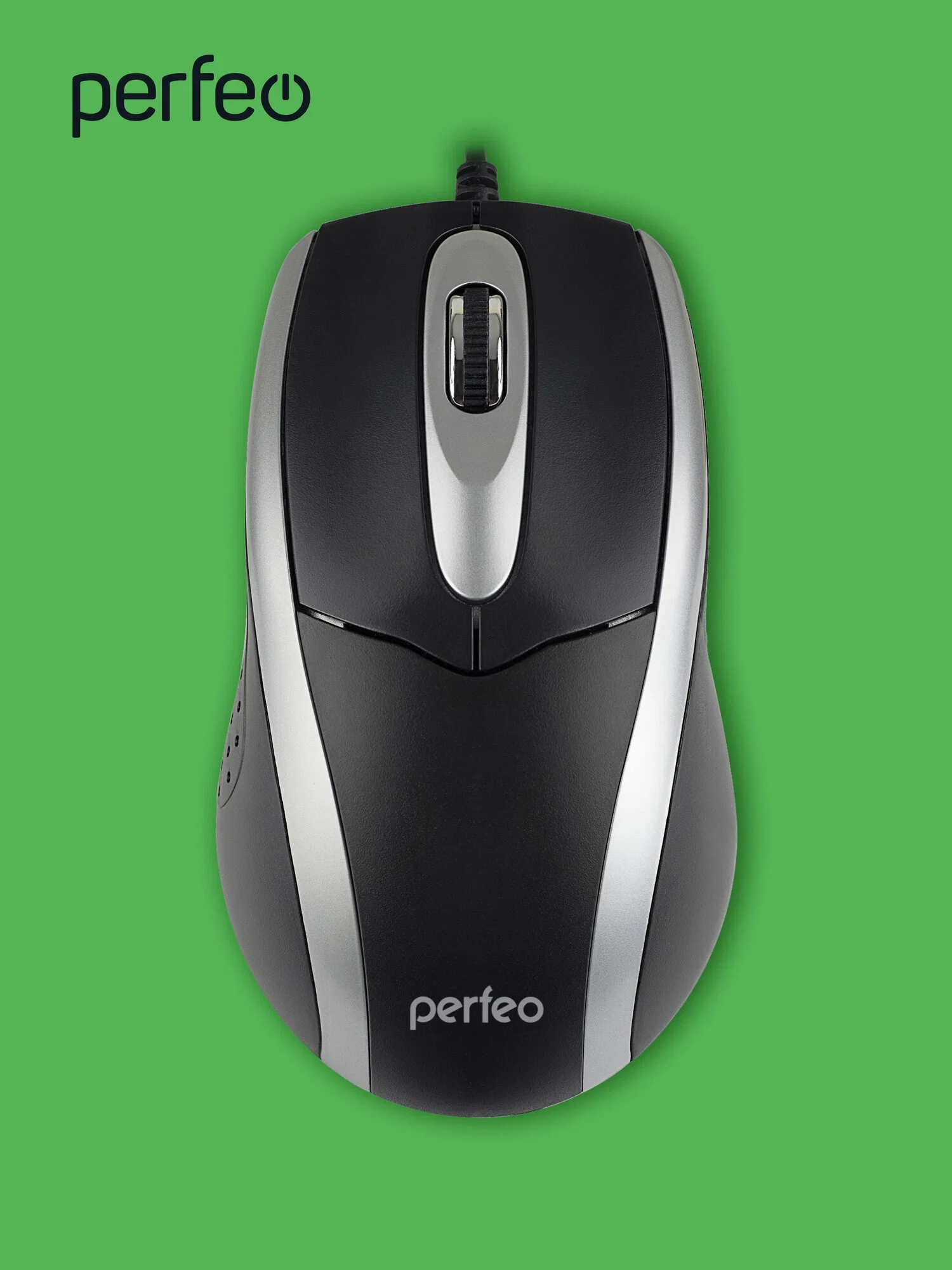 Мышь проводная Perfeo TOUR черный/серебристый, 1000 dpi, USB, кнопки - 3