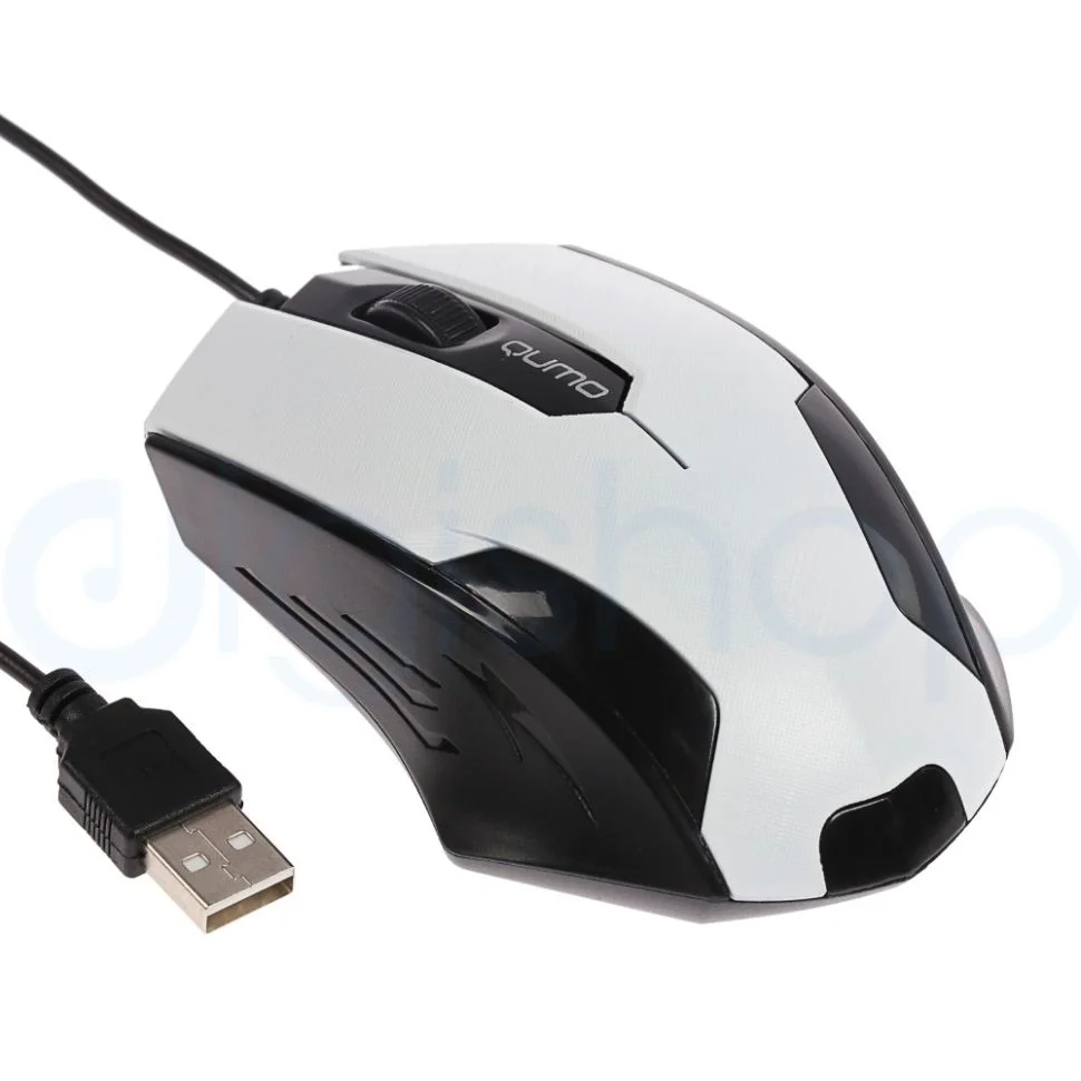 Мышь проводная Qumo Office M14 белый, 1000 dpi, USB, кнопки - 3