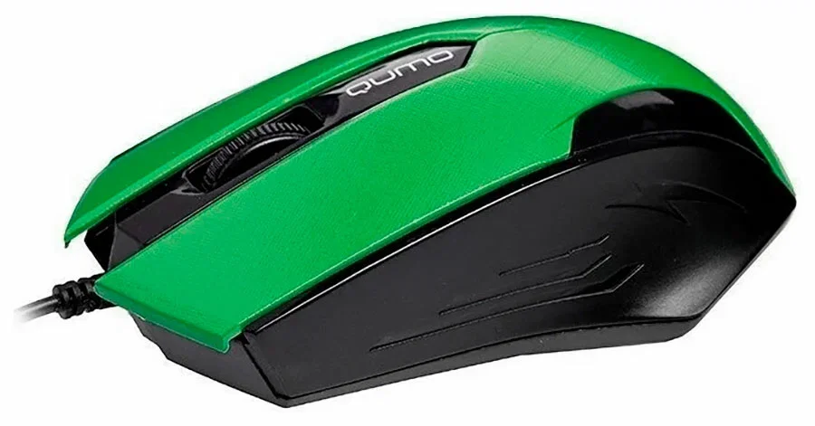 Мышь проводная Qumo Office M14 зеленый, 1000 dpi, USB, кнопки - 3