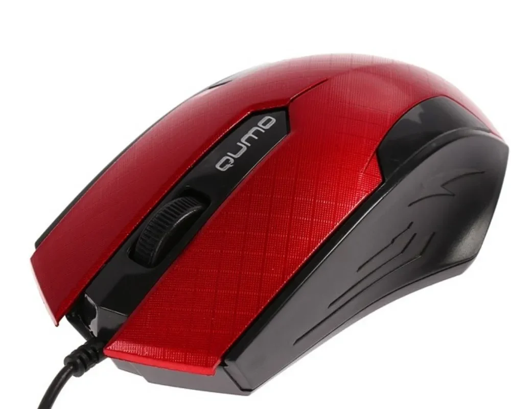 Мышь проводная Qumo Office M14 красный, 1000 dpi, USB, кнопки - 3